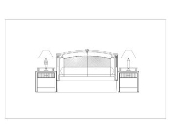 Bed Set with Side Lamps for Rooms .dwg_8