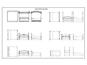 Beds with Pillars Front & Side views .dwg