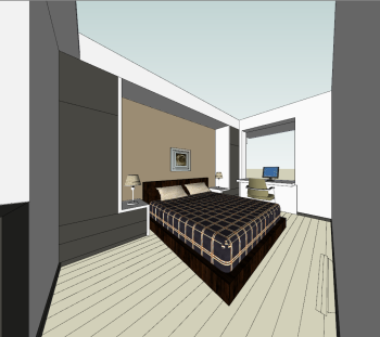Design della camera da letto con scrivania skp