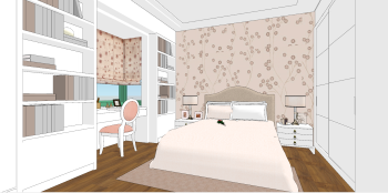 Bedroom design with pink color style skp