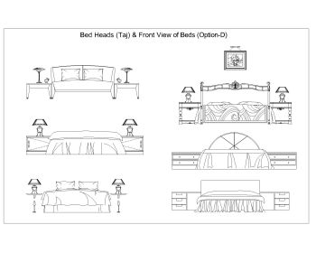 Beds Front Taj Symbol for AutoCAD .dwg_6