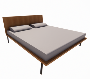 Bed with Wooden Back revit model