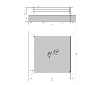 Boxing Ring Drawing with Plan & Elevation .dwg