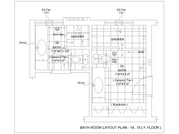 British Standard 3BHK House Design with Garage & Lounge Bathroom Details .dwg_4