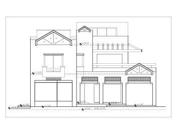 British Standard 3BHK House Design with Garage & Lounge Elevation .dwg_3