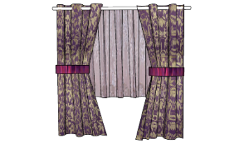 Brown curtains with golden pattern(324) skp