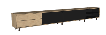Cabinet with left side open - right side 2 drawers- center 2 hinge doors skp