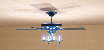 Blue metal Ceiling Fan hanging revit family