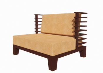 Sedia in legno con cuscino in pelle marrone revit family