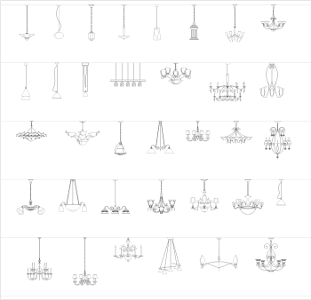Lustres et suspensions lumière CAD collection dwg