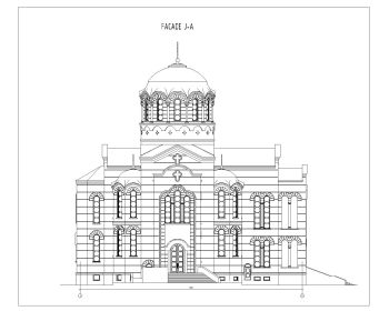 Church Design Byzantine Style Elevation .dwg_1