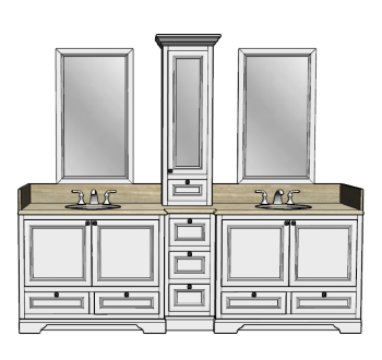 Classical cabinet with bathroom vanity 2 sinks and one above cabinet skp