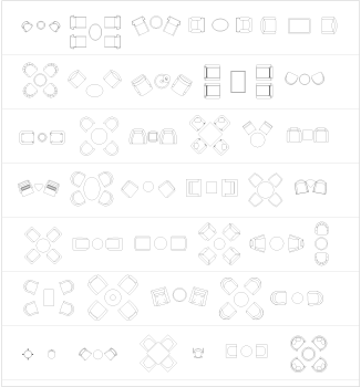Set di tavolini nella collezione CAD del piano dwg