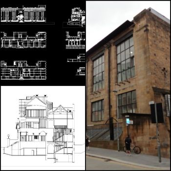 【Desenhos de CAD de arquitetura mundialmente famosos】 Escola de Arte de Glasgow