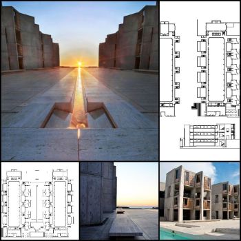 【World Famous Architecture CAD Drawings】Salk Institute -Louis Kahn