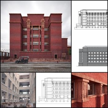 【世界的に有名な建築CAD図面】ラーキン社の管理棟|フランクロイドライト