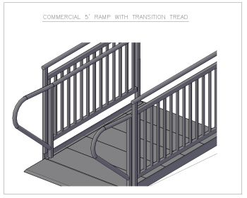 Commercial 5 Feet Ramp with Transition Tread .dwg