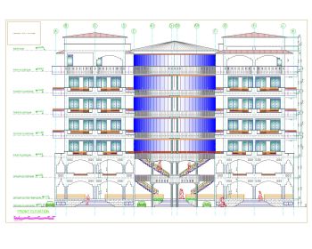 Commercial Building Elevations with Multiple Levels .dwg-1
