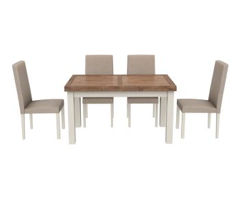 Extendable dining table and upholstered chairs 3DS Max models and FBX models