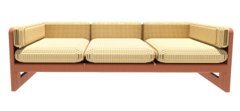 Bamboo Couch with 3 seats cushion revit family