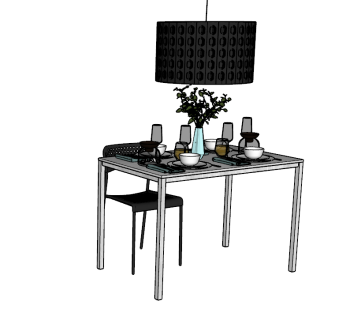 Dining table and place setting Sketchup model