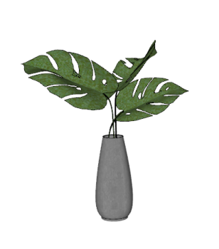 Vaso alto scuro con 3 foglie verdi skp