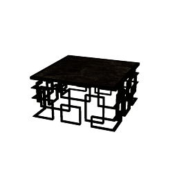 Dark iron rectangle table skp