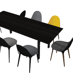Dark rectangle with leather chairs skp