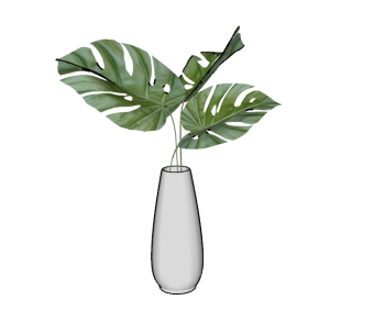 Decoration Gray vase with leaf skp