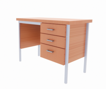 Wooden Desk with 3 drawers revit family