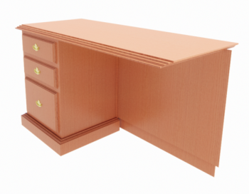 Wooden desk with 3 drawers revit family