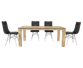 餐桌和4个咖啡椅3D模型