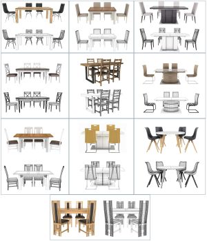 Mesa de jantar e cadeiras 3DS Max & FBX coleção de modelos