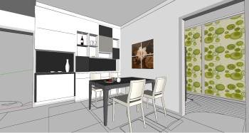 Dining room design with MDF cabinet skp
