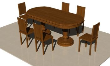 Classic dining table and 6 chairs 3D AutoCAD model.