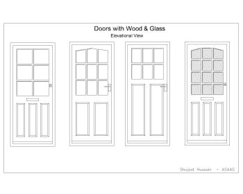 Doors with Wood & Glass (Elevations)-001