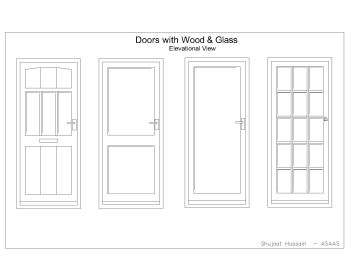 Doors with Wood & Glass (Elevations) 002