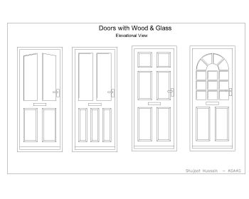 Doors with Wood & Glass (Elevations) 003