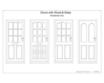 Doors with Wood & Glass (Elevations) 004