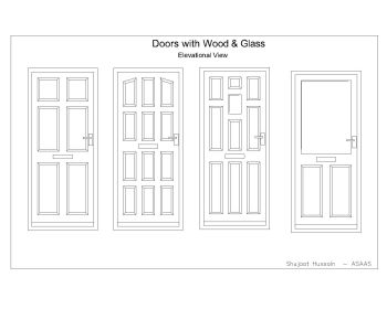 Doors with Wood & Glass (Elevations) 005