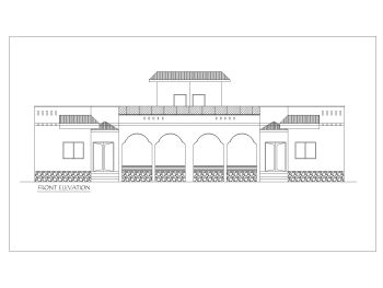 Double Height 2D Elevation of Historical Villa Design .dwg-1
