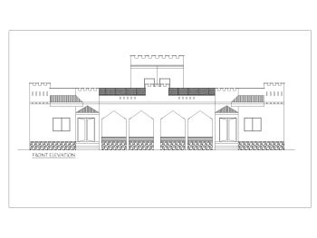 Double Height 2D Elevation of Historical Villa Design .dwg-2