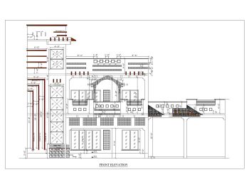 Double Height 2D Elevation of Historical Villa Design .dwg-3