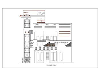 Double Height 2D Elevation of Historical Villa Design .dwg-4