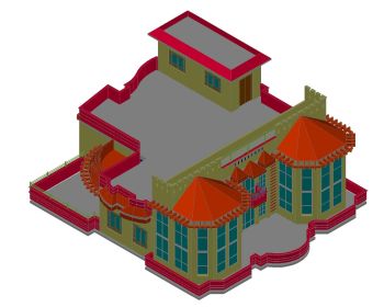 Double Height 3D Elevation of Residence Villa Design .dwg-13