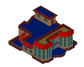 Double Height 3D Elevation of Residence Villa Design .dwg-14