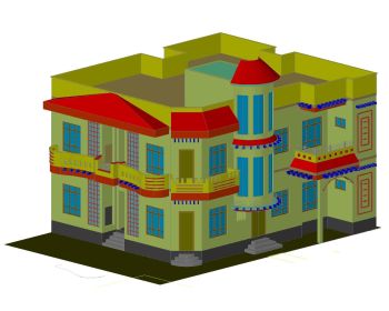 Double Height 3D Elevation of Residence Villa Design .dwg-2
