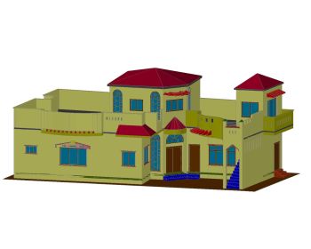 Double Height 3D Elevation of Residence Villa Design .dwg-20