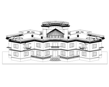 Double Height 3D Elevation of Residence Villa Design .dwg-8