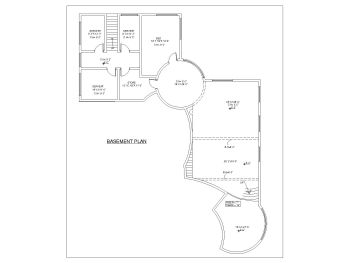 Ellipse Shaped 3 BHK Villa House Design Basement Plan .dwg